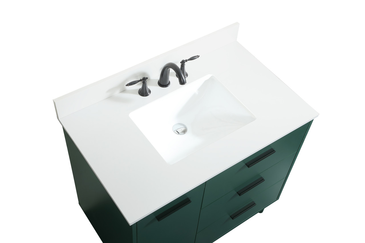 Elegant Décor VF47036MGN-BS 36 inch bathroom vanity in Green with backsplash