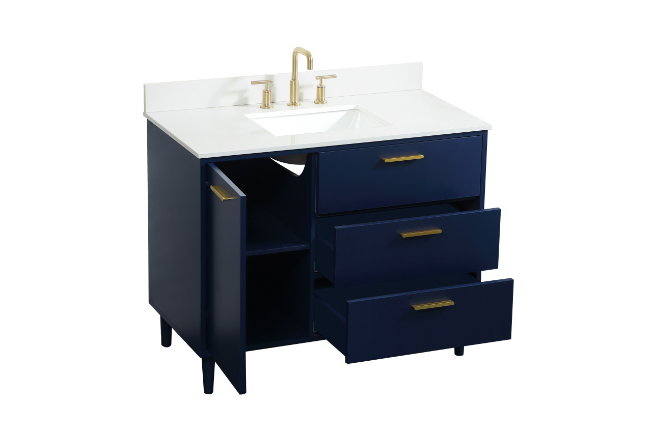 Elegant Décor VF47042MBL-BS 42 inch bathroom vanity in Blue with backsplash