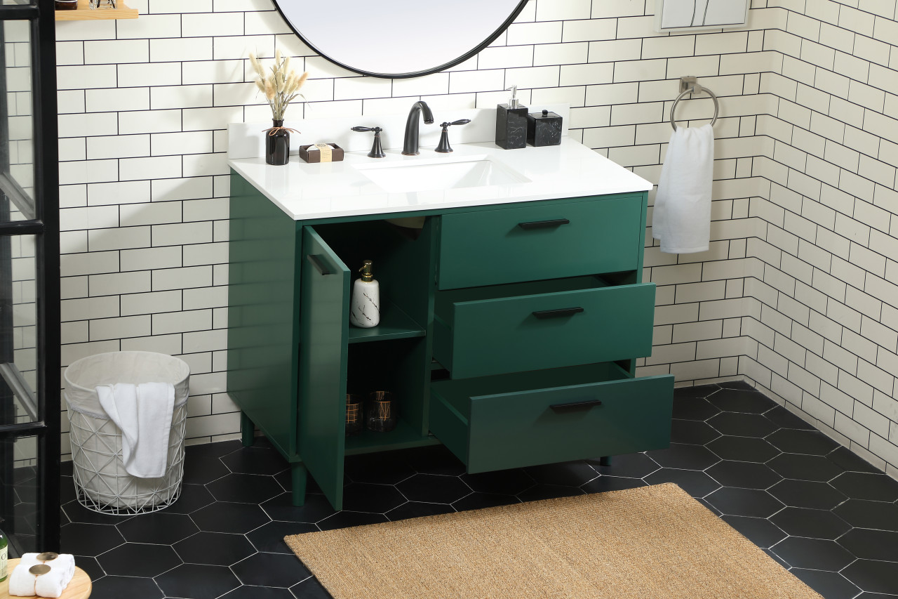 Elegant Décor VF47042MGN-BS 42 inch bathroom vanity in Green with backsplash