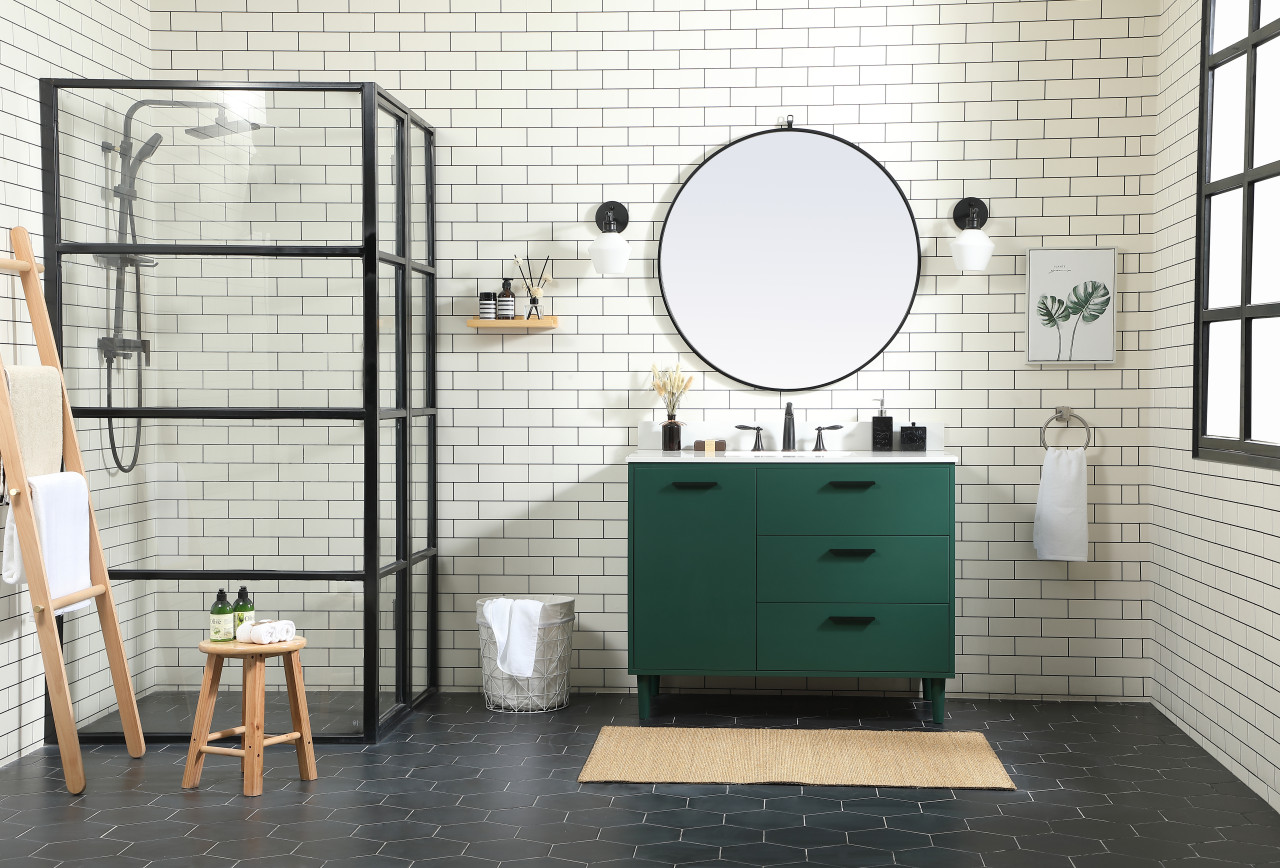 Elegant Décor VF47042MGN-BS 42 inch bathroom vanity in Green with backsplash