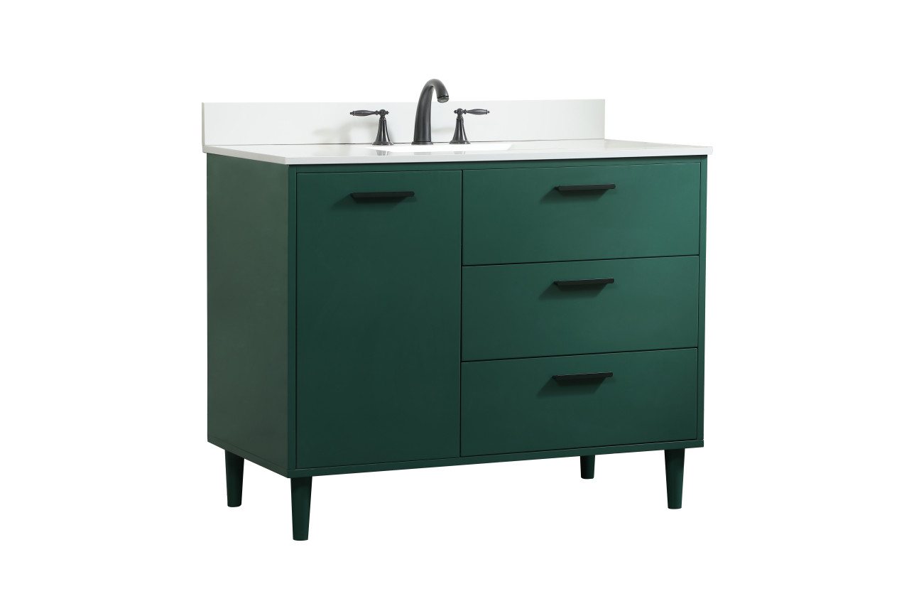 Elegant Décor VF47042MGN-BS 42 inch bathroom vanity in Green with backsplash