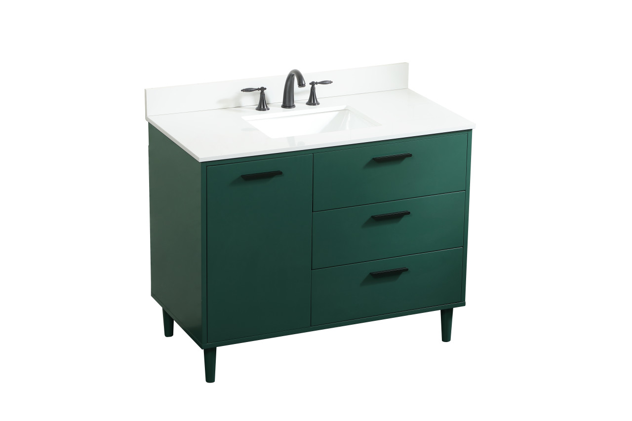 Elegant Décor VF47042MGN-BS 42 inch bathroom vanity in Green with backsplash