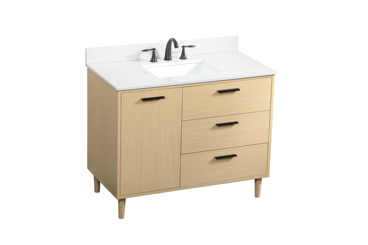 Elegant Décor VF47042MMP-BS 42 inch bathroom vanity in Maple with backsplash