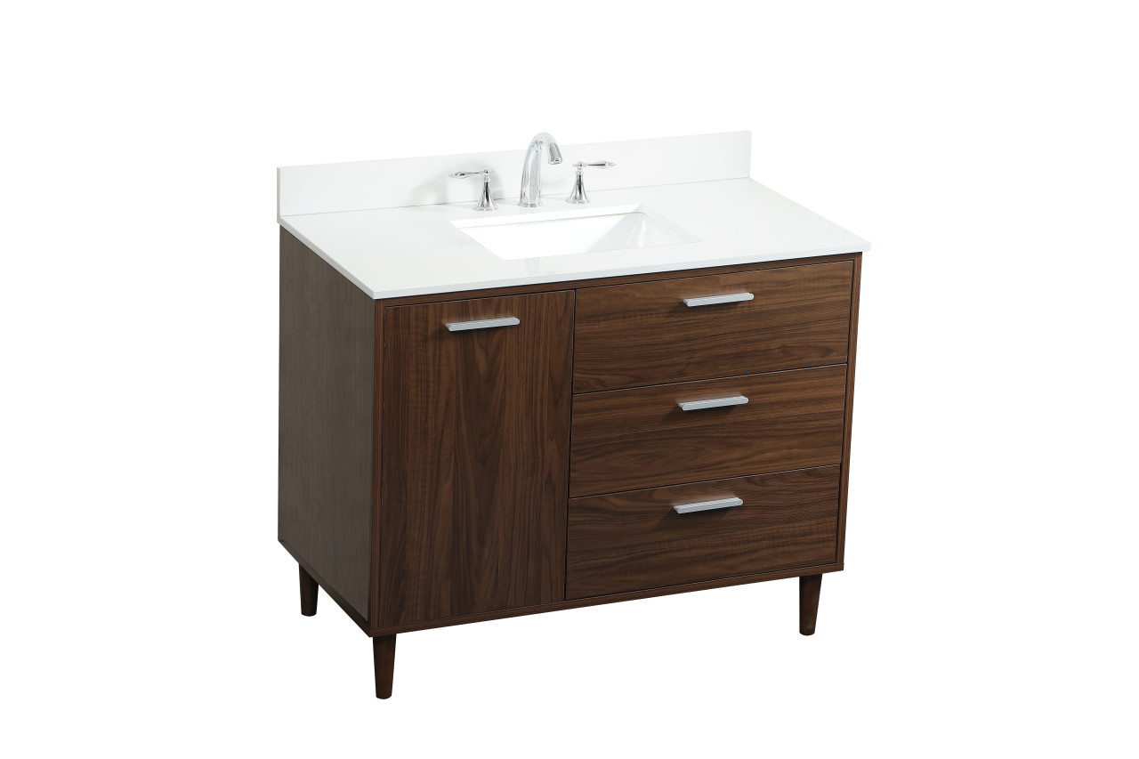 Elegant Décor VF47042MWT-BS 42 inch bathroom vanity in Walnut with backsplash