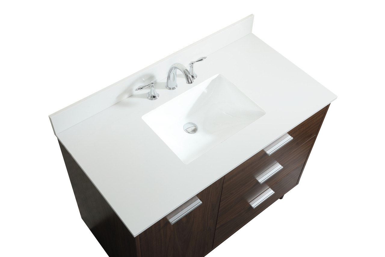 Elegant Décor VF47042MWT-BS 42 inch bathroom vanity in Walnut with backsplash