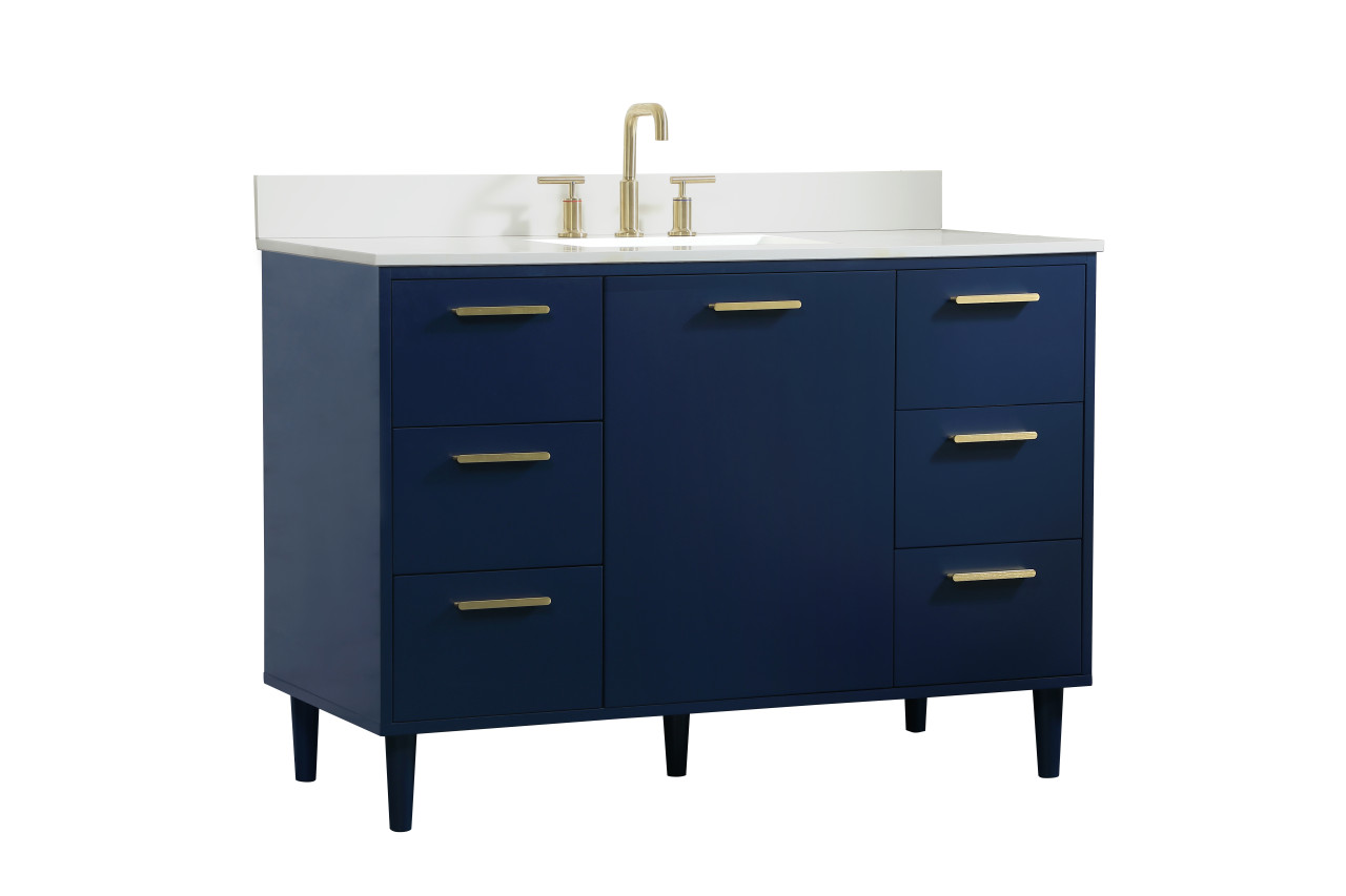 Elegant Décor VF47048MBL-BS 48 inch bathroom vanity in Blue with backsplash