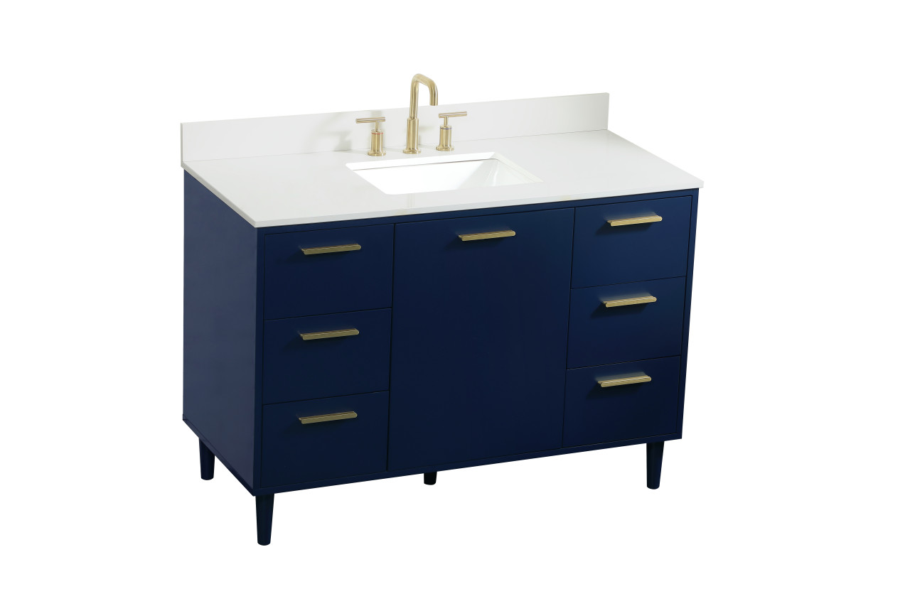 Elegant Décor VF47048MBL-BS 48 inch bathroom vanity in Blue with backsplash