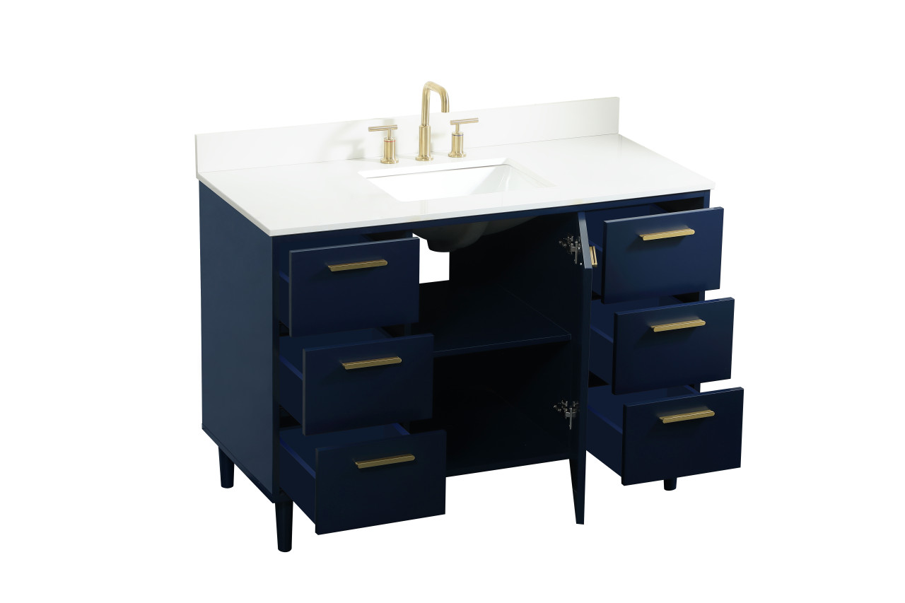 Elegant Décor VF47048MBL-BS 48 inch bathroom vanity in Blue with backsplash