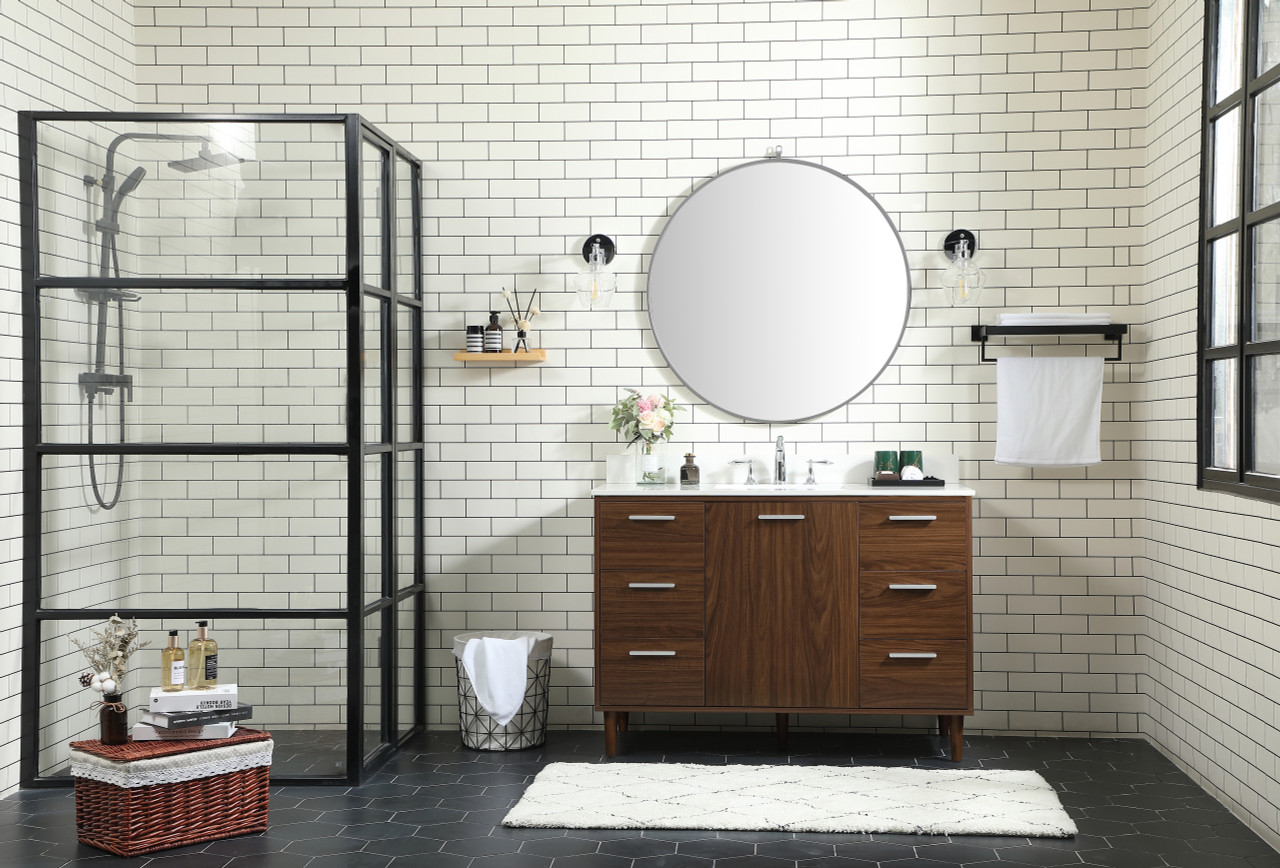 Elegant Décor VF47048MWT-BS 48 inch bathroom vanity in Walnut with backsplash