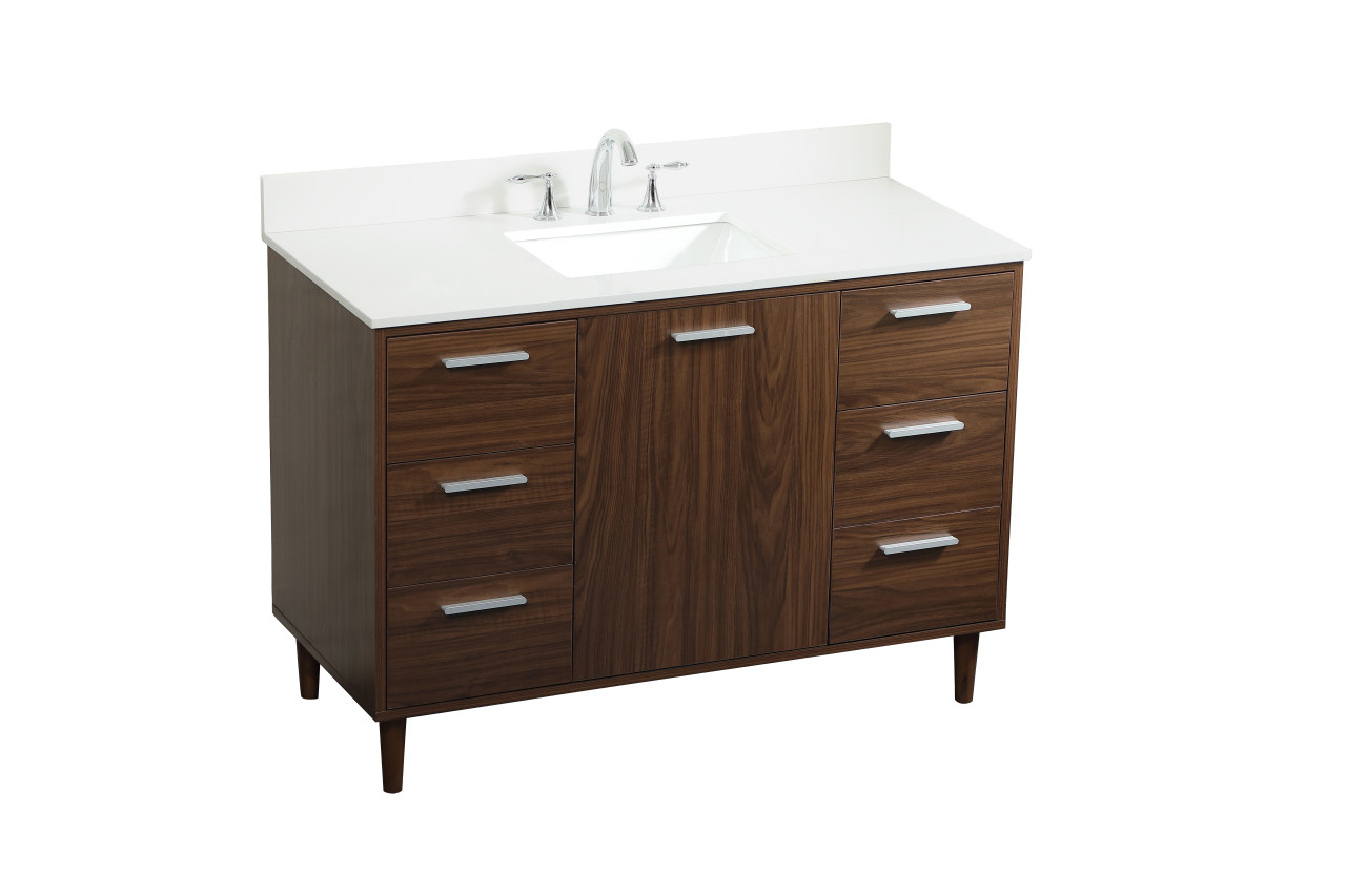 Elegant Décor VF47048MWT-BS 48 inch bathroom vanity in Walnut with backsplash
