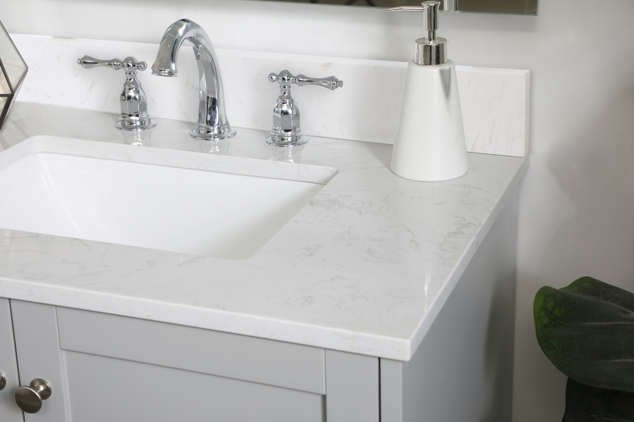 Elegant Decor VF18030GR-BS 30 inch Single Bathroom Vanity in Grey with Backsplash