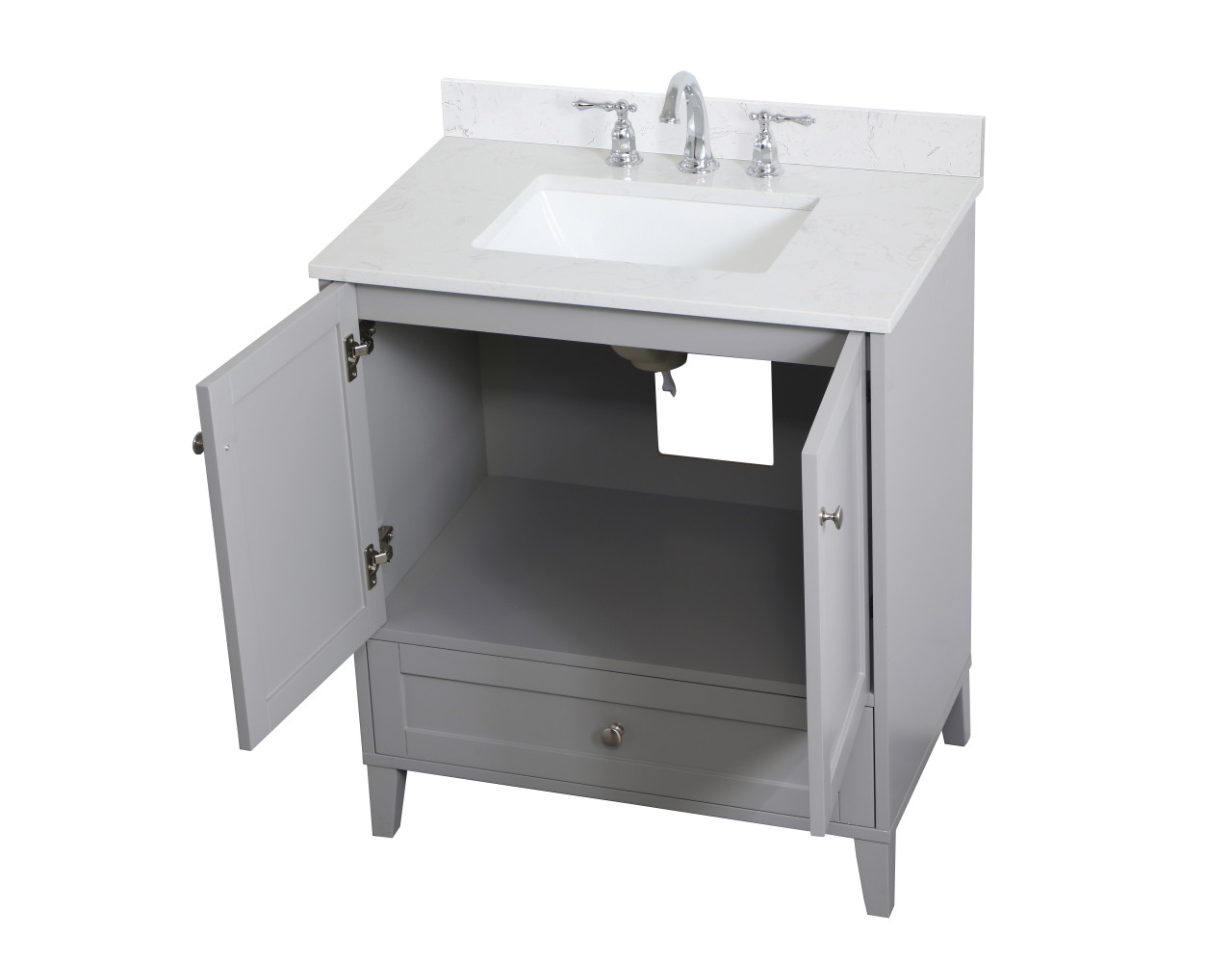 Elegant Decor VF18030GR-BS 30 inch Single Bathroom Vanity in Grey with Backsplash