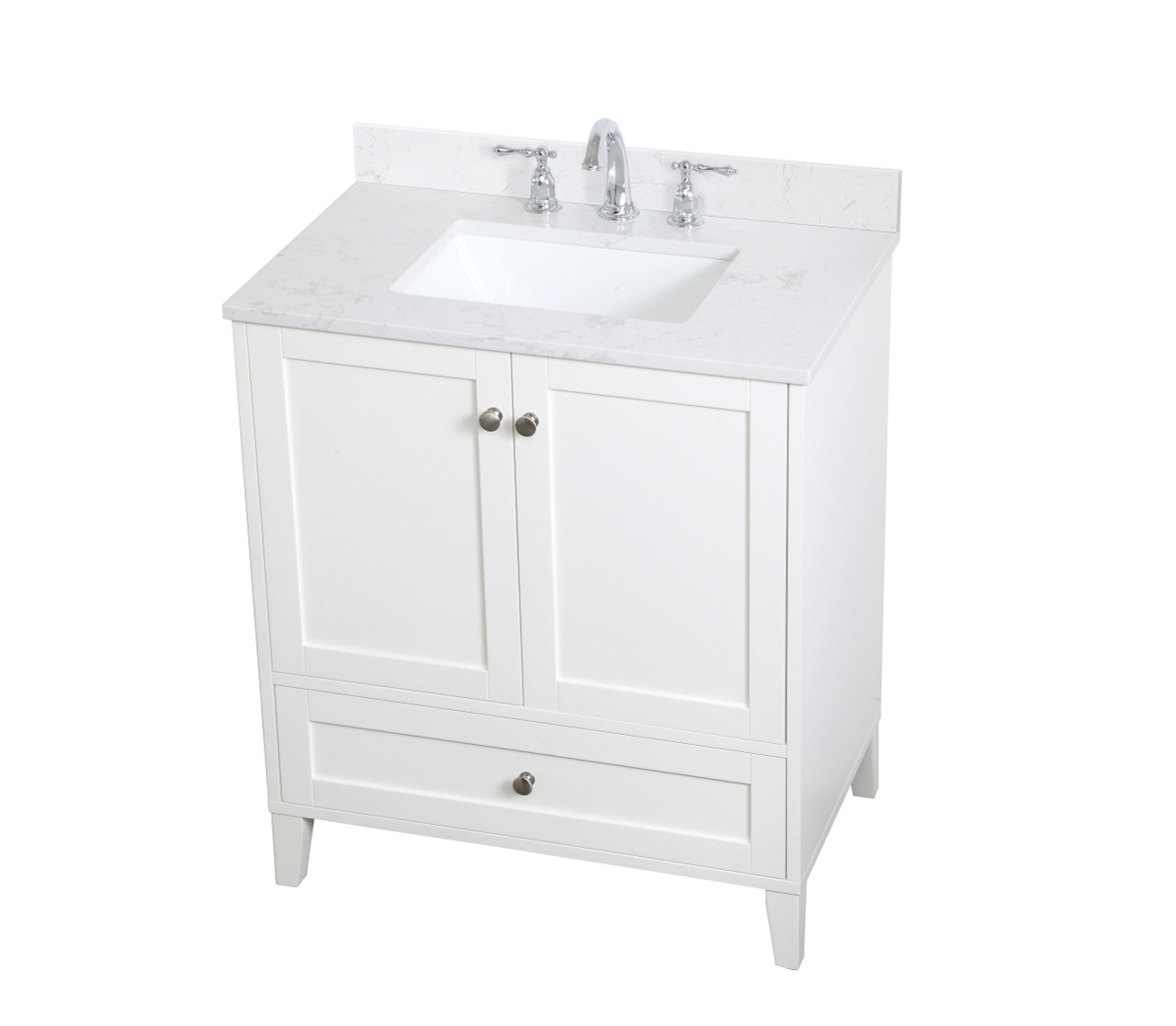Elegant Decor VF18030WH-BS 30 inch Single Bathroom Vanity in White with Backsplash