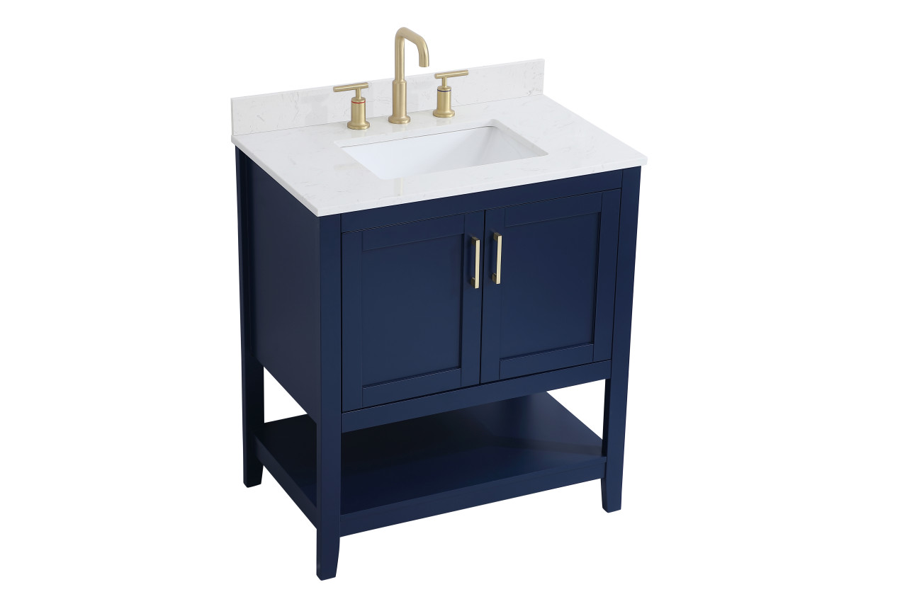 Elegant Decor VF16030BL-BS 30 inch Single Bathroom Vanity in Blue with Backsplash