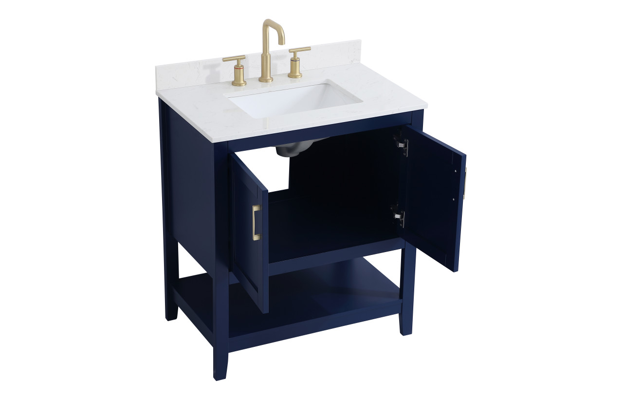 Elegant Decor VF16030BL-BS 30 inch Single Bathroom Vanity in Blue with Backsplash