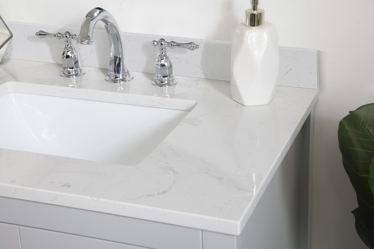 Elegant Decor VF16030GR-BS 30 inch Single Bathroom Vanity in Grey with Backsplash