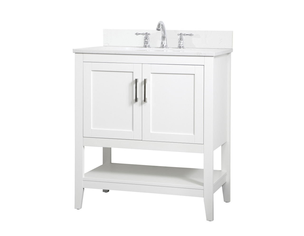 Elegant Decor VF16030WH-BS 30 inch Single Bathroom Vanity in White with Backsplash