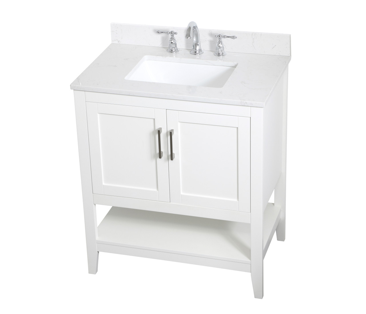 Elegant Decor VF16030WH-BS 30 inch Single Bathroom Vanity in White with Backsplash