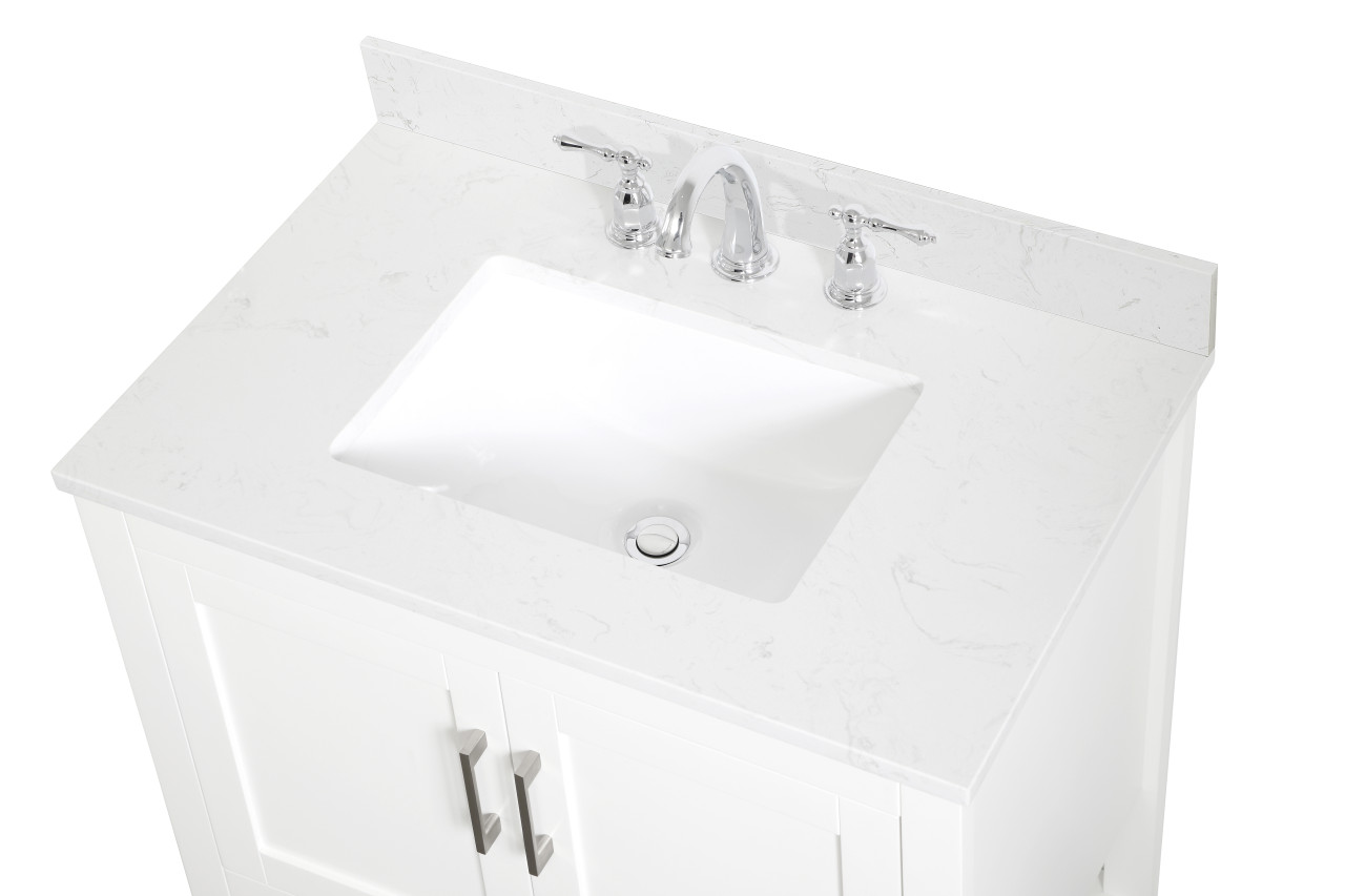 Elegant Decor VF16030WH-BS 30 inch Single Bathroom Vanity in White with Backsplash