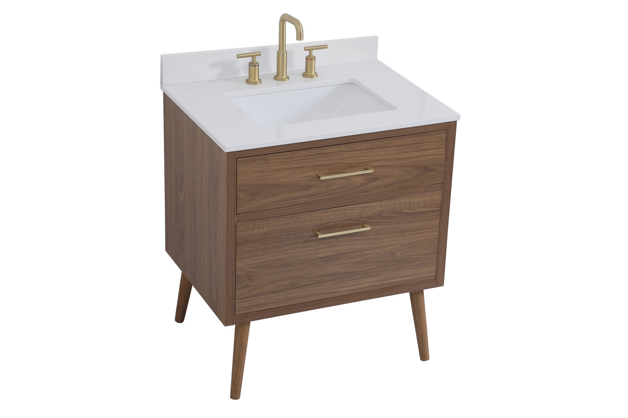 Elegant Decor VF41030WB-BS 30 inch bathroom Vanity in Walnut Brown with Backsplash