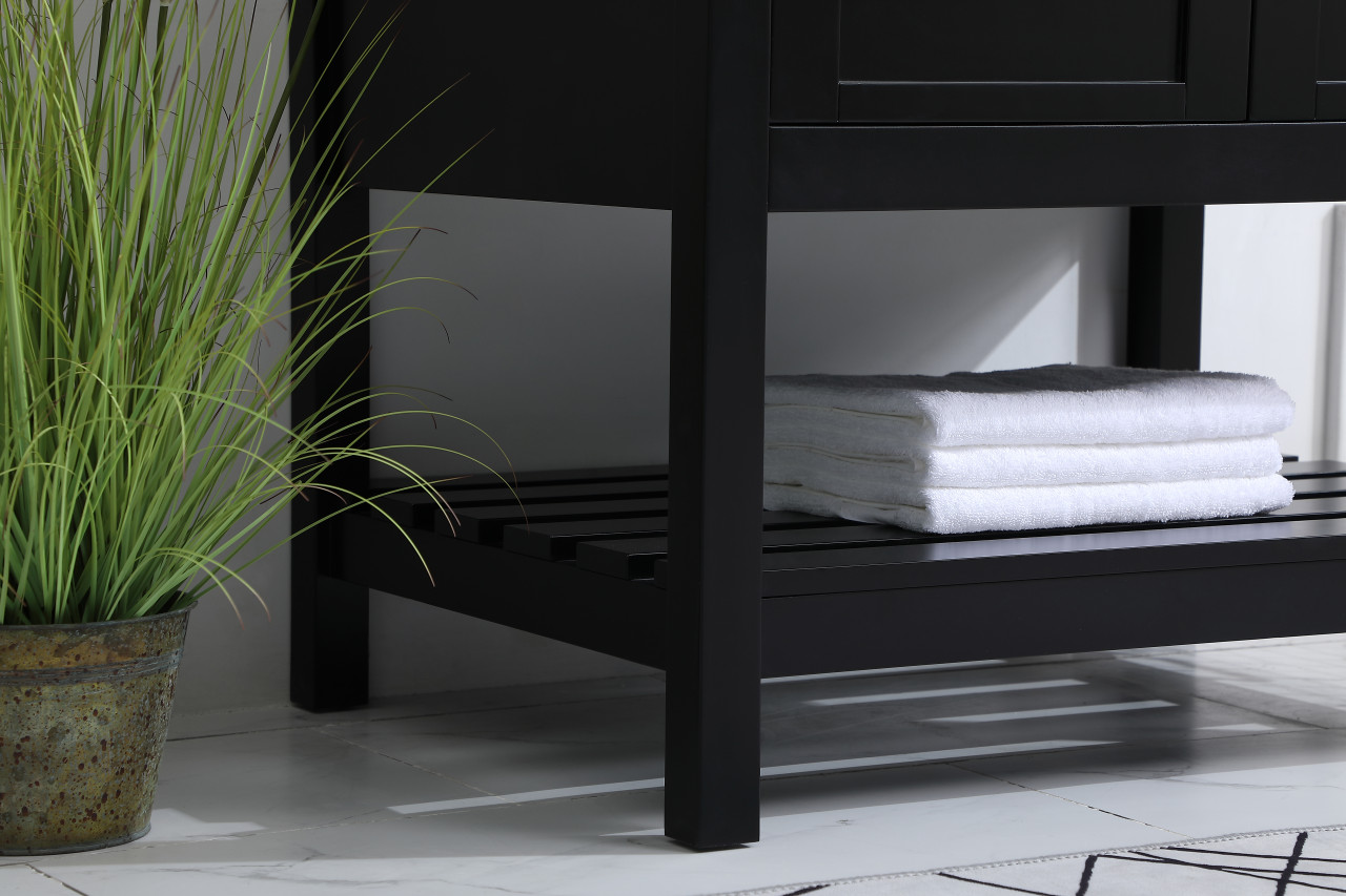 Elegant Decor VF16430BK-BS 30 inch Single Bathroom Vanity in Black with Backsplash