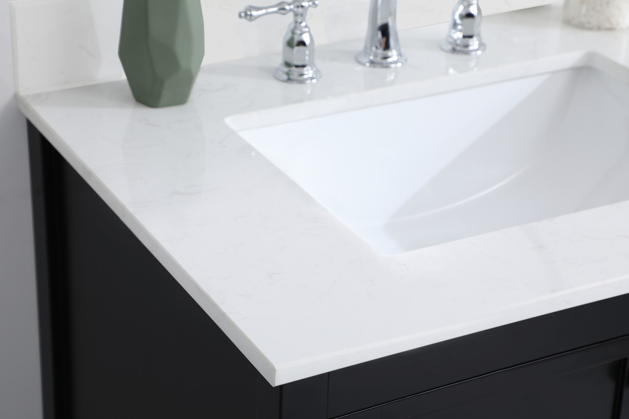 Elegant Decor VF16430BK-BS 30 inch Single Bathroom Vanity in Black with Backsplash