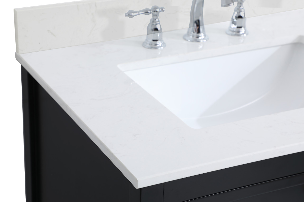 Elegant Decor VF16430BK-BS 30 inch Single Bathroom Vanity in Black with Backsplash