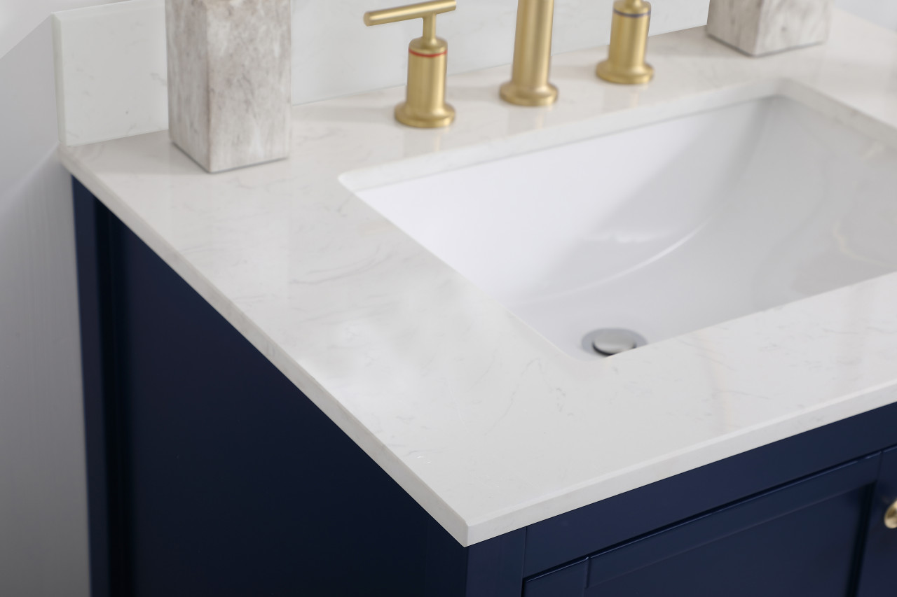 Elegant Decor VF16430BL-BS 30 inch Single Bathroom Vanity in Blue with Backsplash