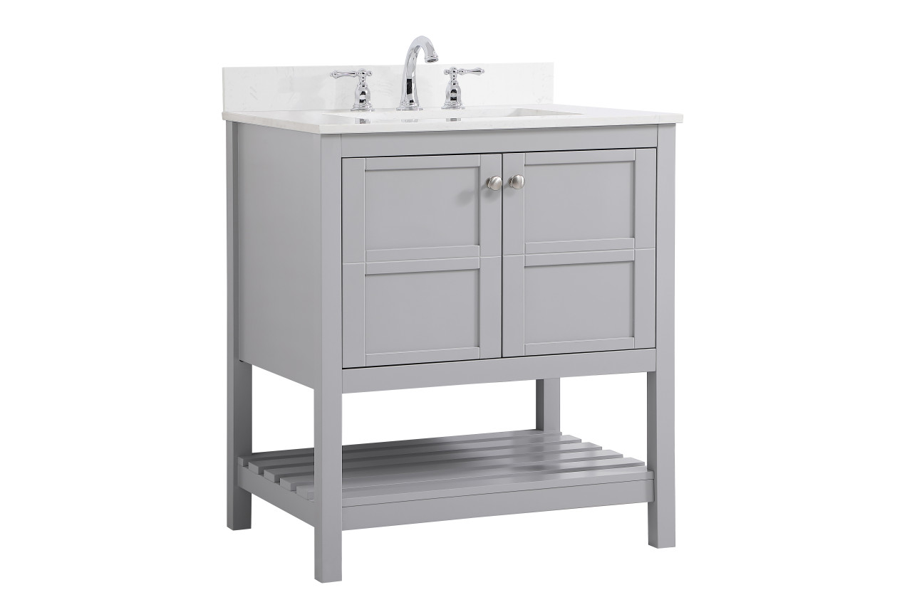 Elegant Decor VF16430GR-BS 30 inch Single Bathroom Vanity in Gray with Backsplash