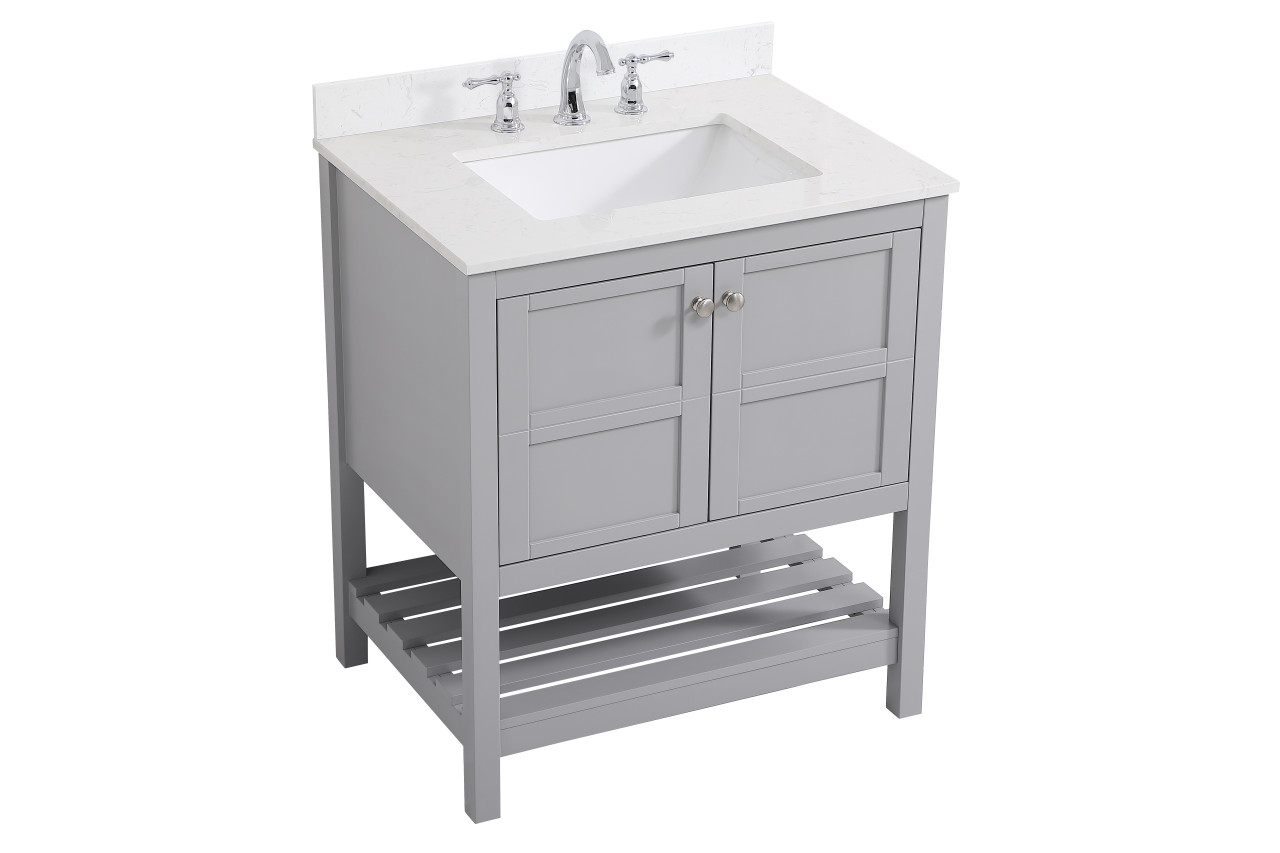 Elegant Decor VF16430GR-BS 30 inch Single Bathroom Vanity in Gray with Backsplash