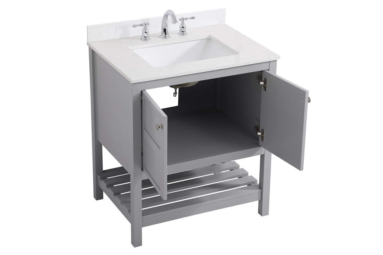 Elegant Decor VF16430GR-BS 30 inch Single Bathroom Vanity in Gray with Backsplash