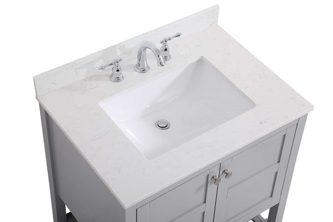Elegant Decor VF16430GR-BS 30 inch Single Bathroom Vanity in Gray with Backsplash
