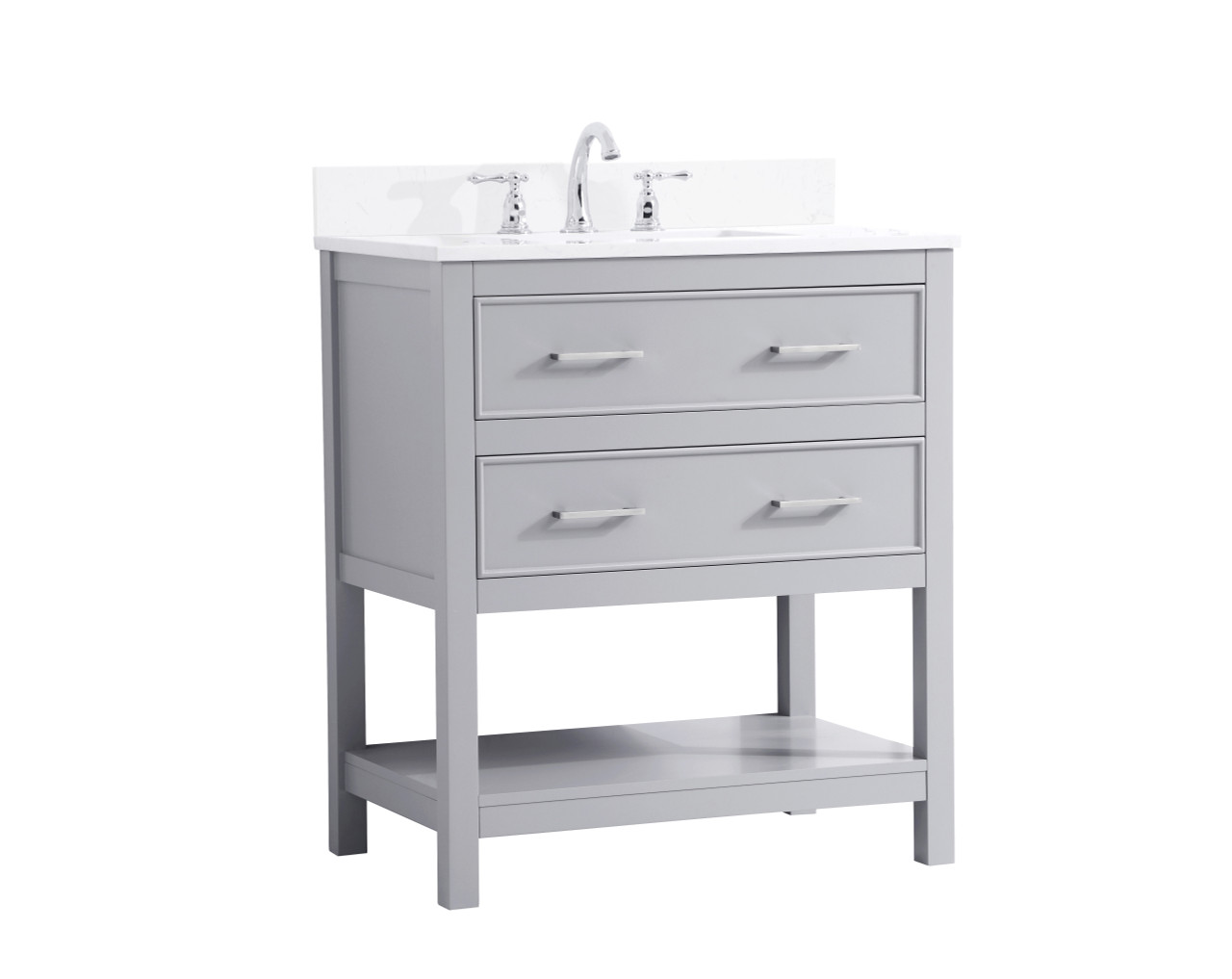 Elegant Decor VF19030GR-BS 30 inch Single Bathroom Vanity in Grey with Backsplash