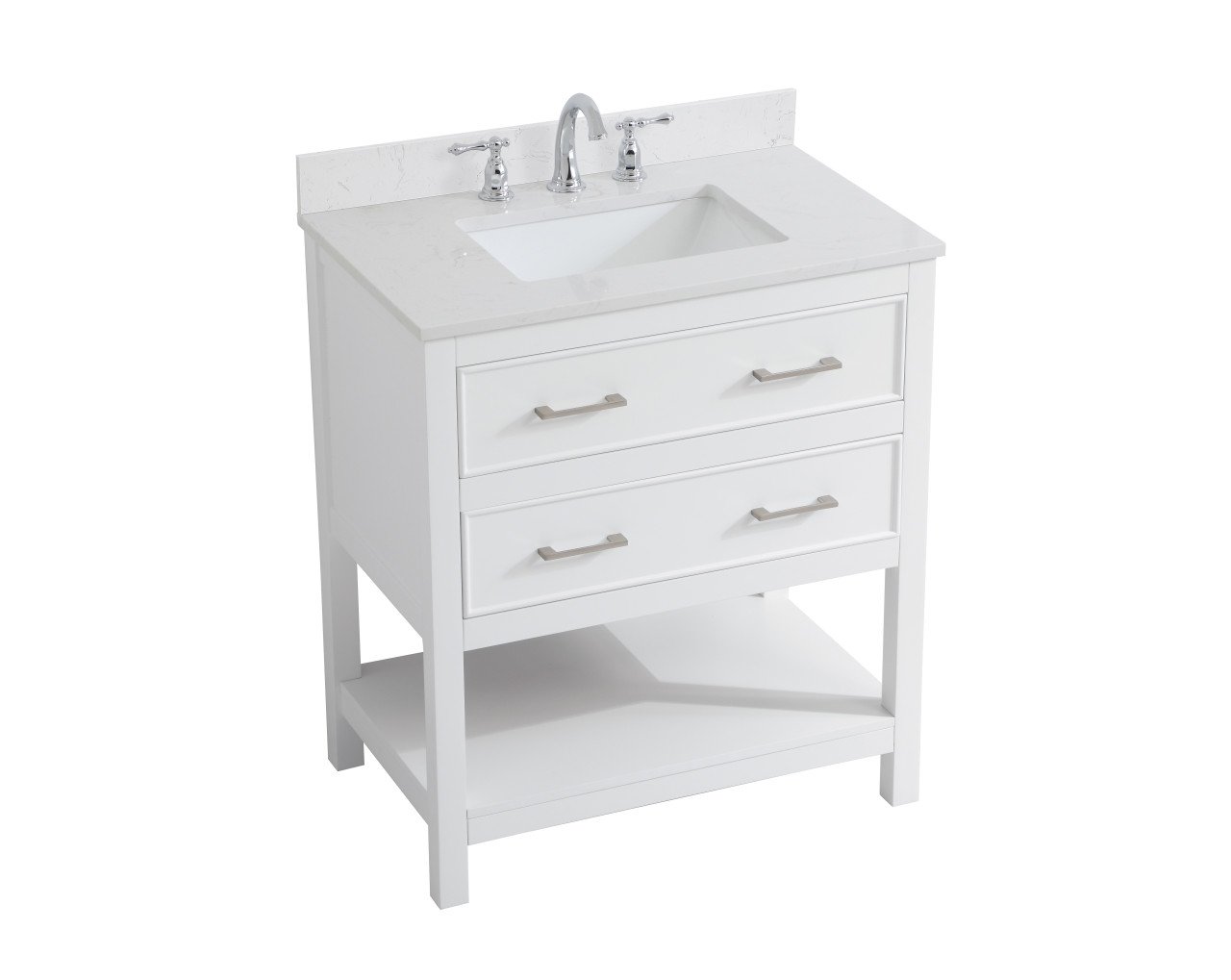 Elegant Decor VF19030WH-BS 30 inch Single Bathroom Vanity in White with Backsplash