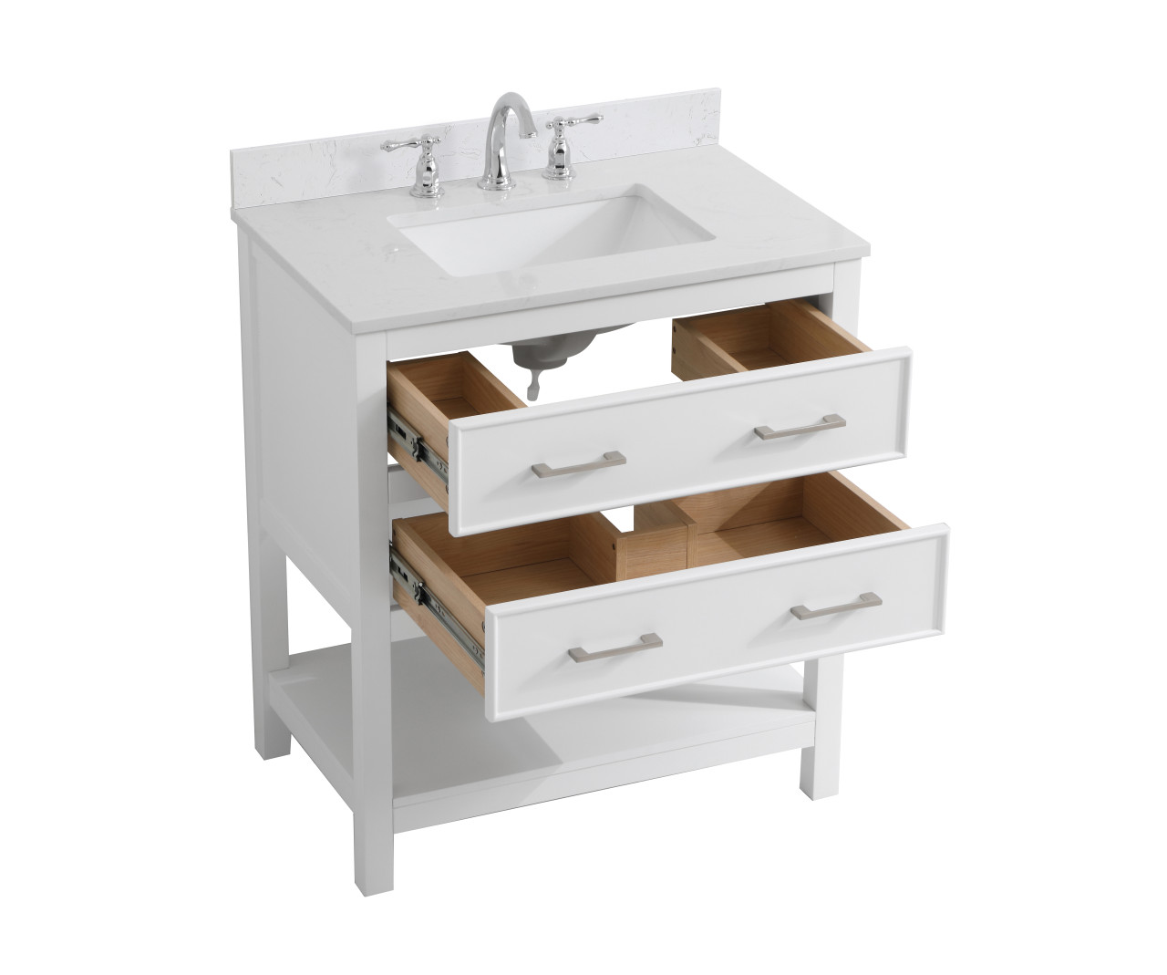 Elegant Decor VF19030WH-BS 30 inch Single Bathroom Vanity in White with Backsplash