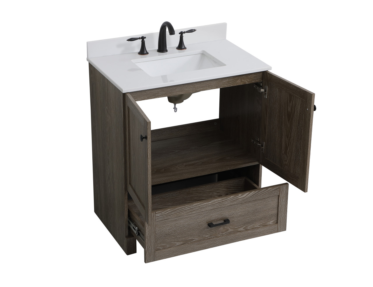 Elegant Decor VF2830WO-BS 30 inch Single Bathroom Vanity in Weathered oak with Backsplash