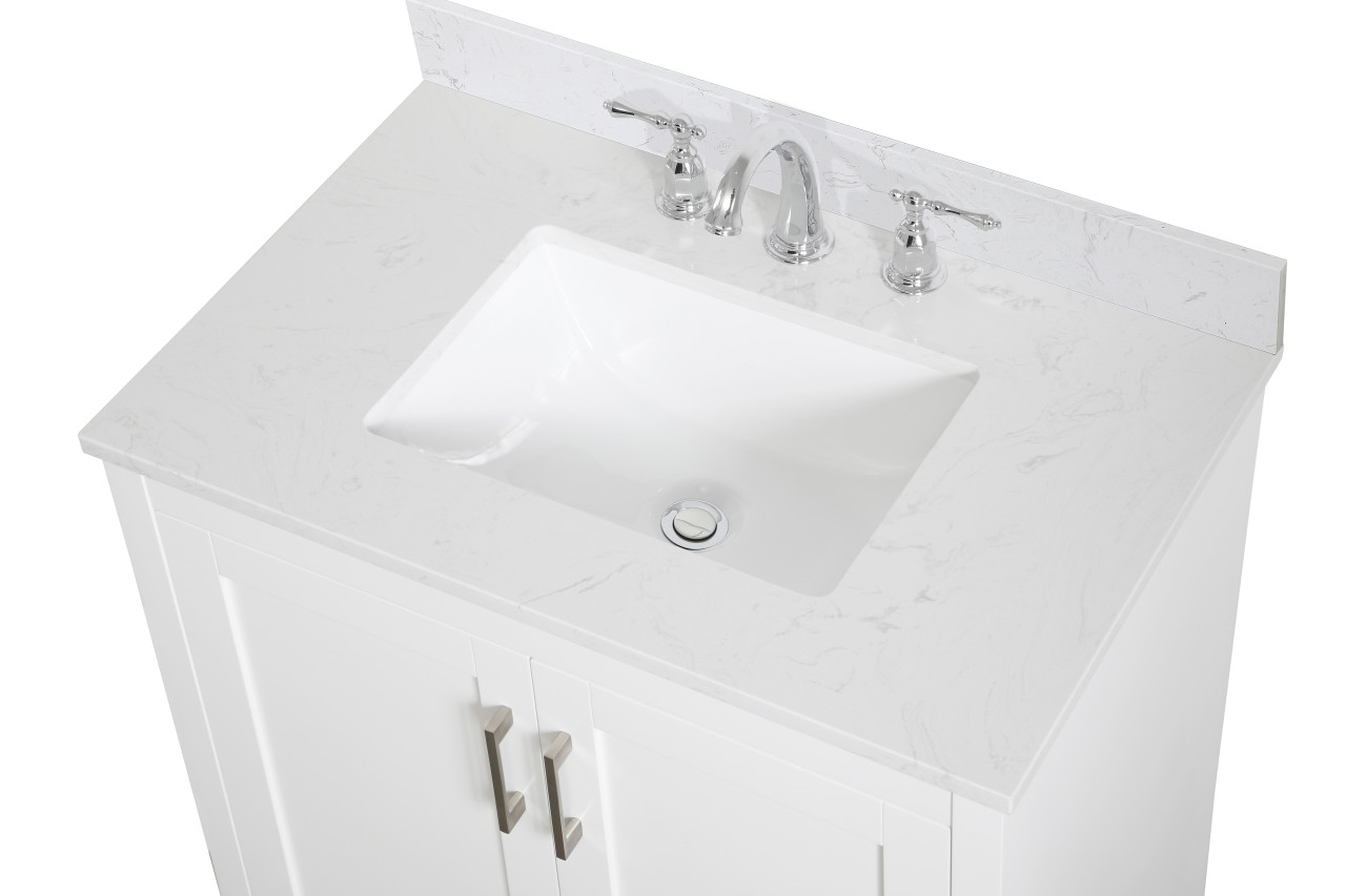 Elegant Decor VF17030WH-BS 30 inch Single Bathroom Vanity in White with Backsplash