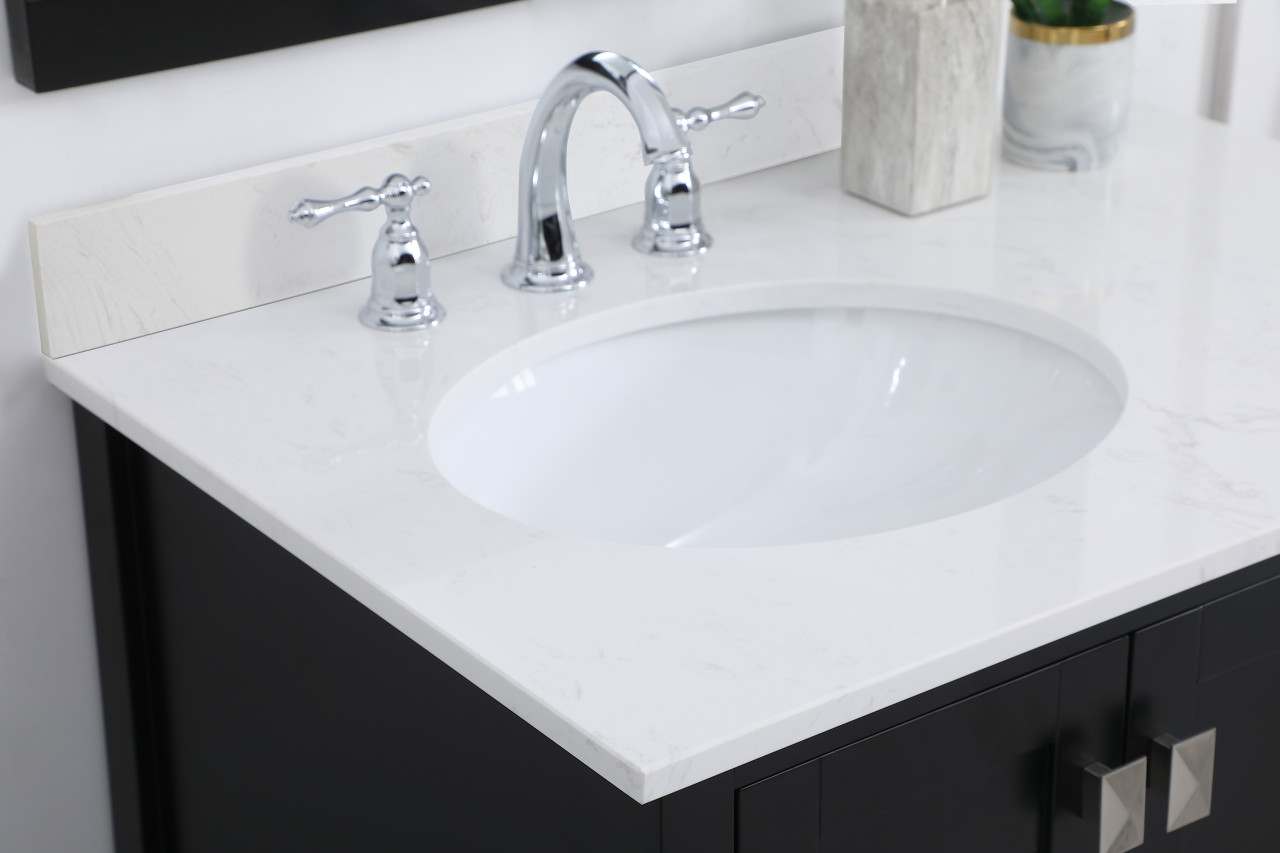 Elegant Decor VF18832BK-BS 32 inch Single Bathroom Vanity in Black with Backsplash