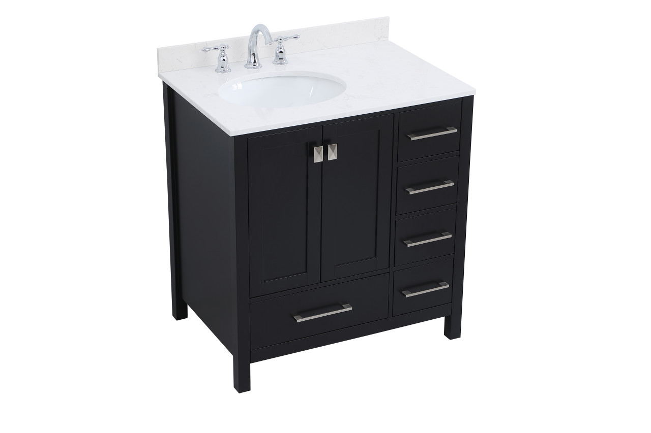 Elegant Decor VF18832BK-BS 32 inch Single Bathroom Vanity in Black with Backsplash