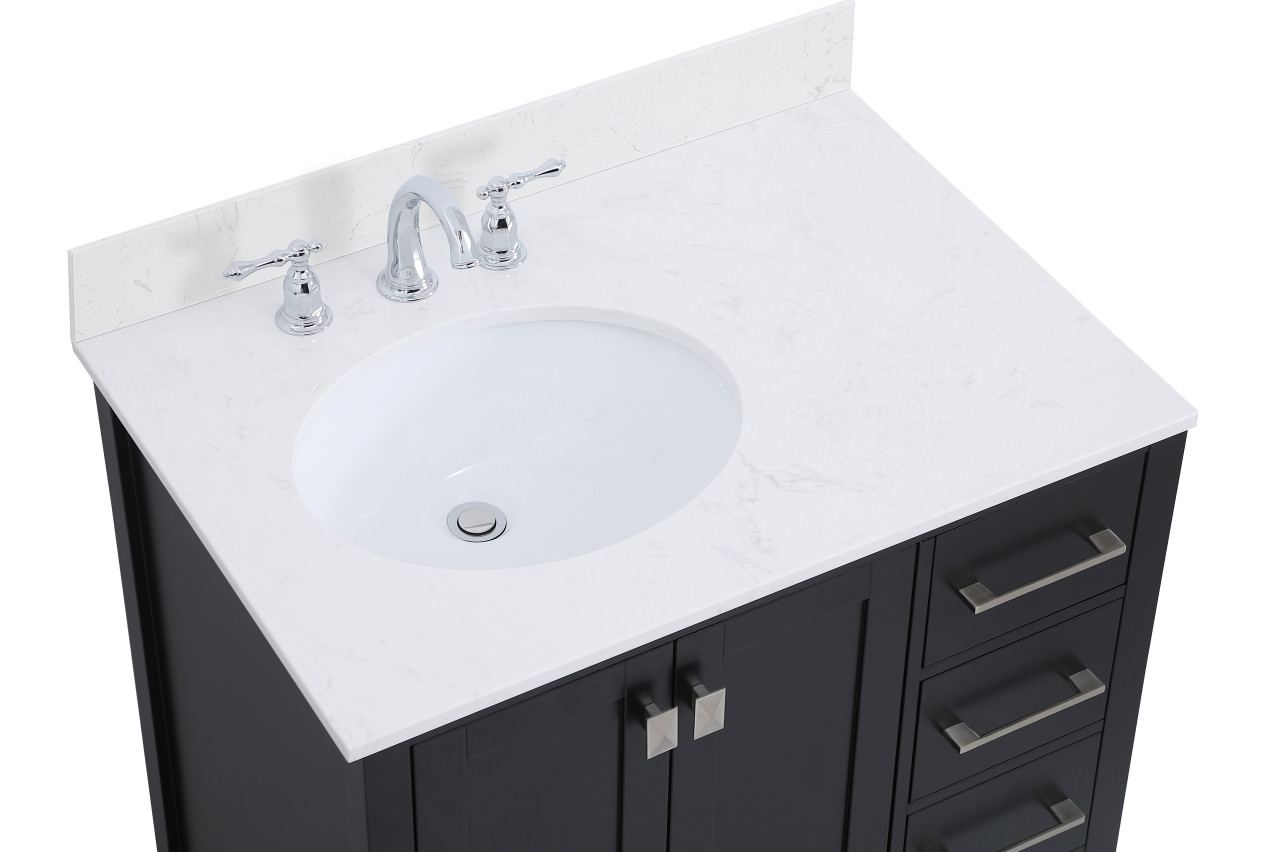 Elegant Decor VF18832BK-BS 32 inch Single Bathroom Vanity in Black with Backsplash