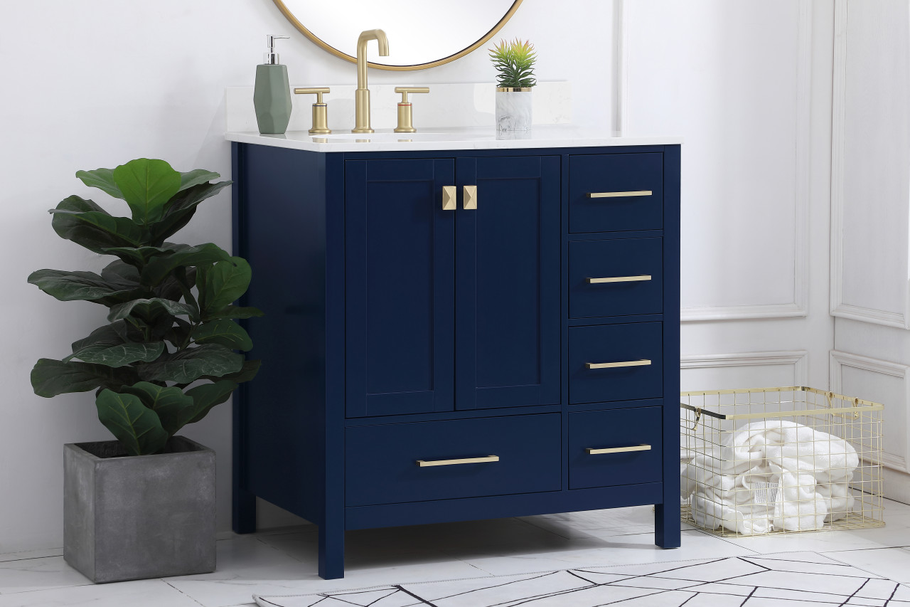 Elegant Decor VF18832BL-BS 32 inch Single Bathroom Vanity in Blue with Backsplash