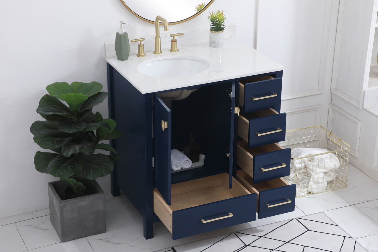 Elegant Decor VF18832BL-BS 32 inch Single Bathroom Vanity in Blue with Backsplash