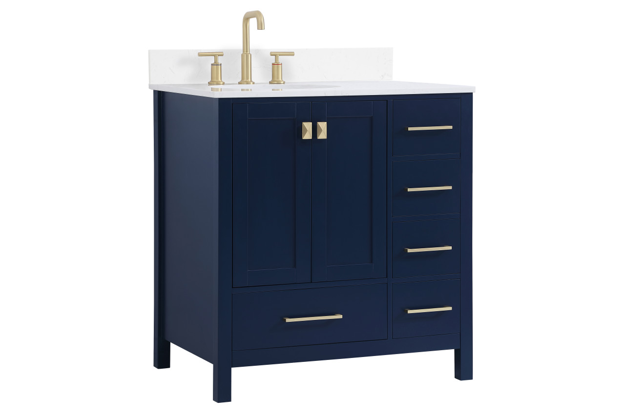 Elegant Decor VF18832BL-BS 32 inch Single Bathroom Vanity in Blue with Backsplash