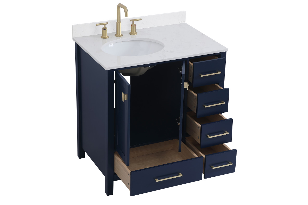 Elegant Decor VF18832BL-BS 32 inch Single Bathroom Vanity in Blue with Backsplash