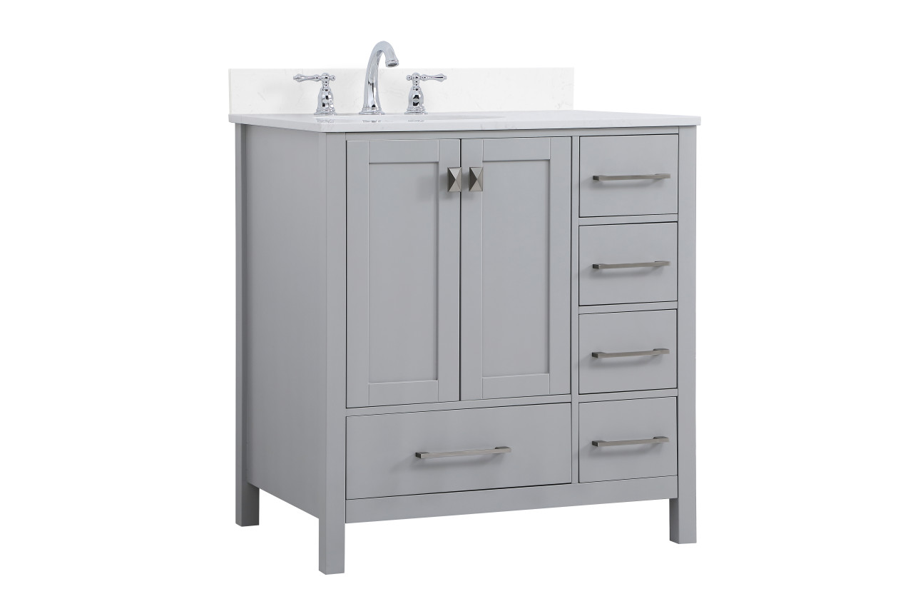 Elegant Decor VF18832GR-BS 32 inch Single Bathroom Vanity in Gray with Backsplash
