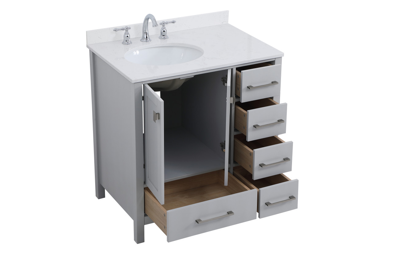 Elegant Decor VF18832GR-BS 32 inch Single Bathroom Vanity in Gray with Backsplash