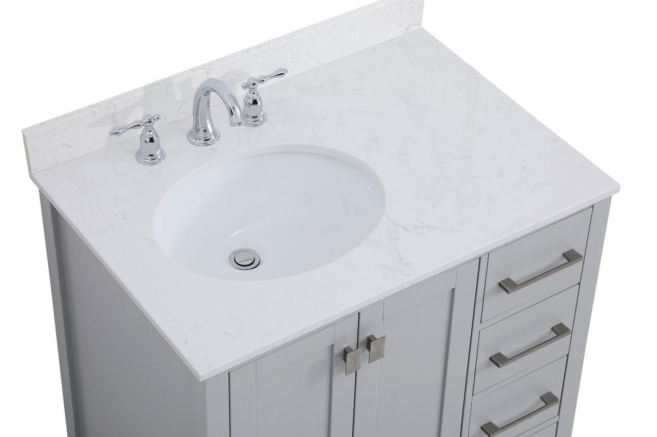 Elegant Decor VF18832GR-BS 32 inch Single Bathroom Vanity in Gray with Backsplash