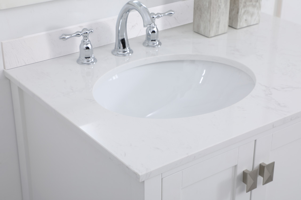 Elegant Decor VF18832WH-BS 32 inch Single Bathroom Vanity in White with Backsplash