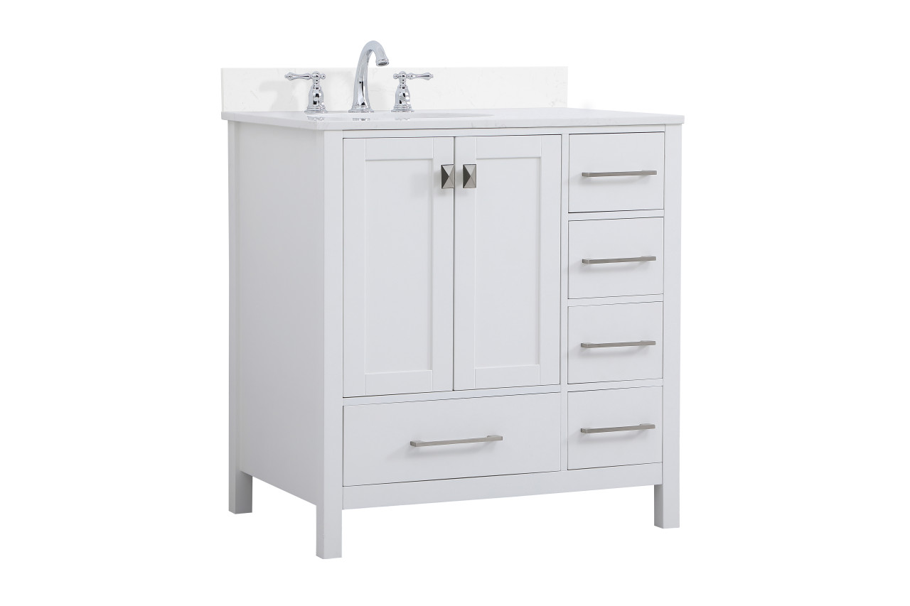 Elegant Decor VF18832WH-BS 32 inch Single Bathroom Vanity in White with Backsplash