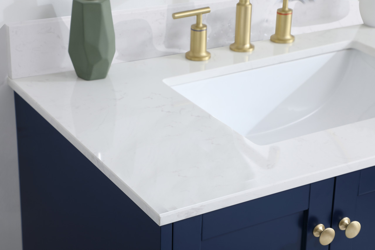 Elegant Decor VF18036BL-BS 36 inch Single Bathroom Vanity in Blue with Backsplash